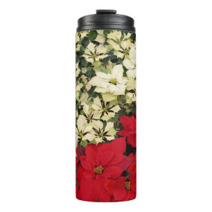 Bouteilles Isothermes Poinsettias blanches et rouges I Holiday Floral