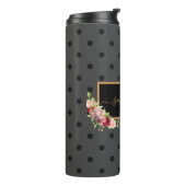 Bouteilles Isothermes Pointe Polka Noir Personnalisé et Rose Monogramme (Tourné sur la gauche)