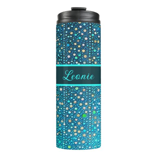 Bouteilles Isothermes Points bleu turquoise motifs (Devant)
