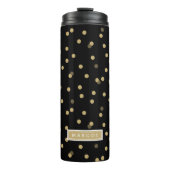 Bouteilles Isothermes Points Confetti Noir et Or Monogramme (Devant)