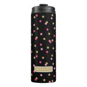 Bouteilles Isothermes Points Confetti Noir Rose et Or Monogramme (Devant)