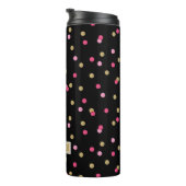 Bouteilles Isothermes Points Confetti Noir Rose et Or Monogramme (Tourné sur la droite)
