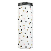 Bouteilles Isothermes Points Confetti Noir Rose et Or Monogramme (Dos)