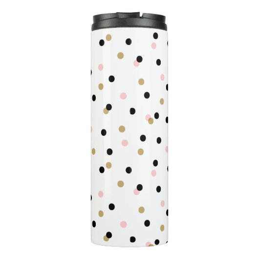 Bouteilles Isothermes Points Confetti Noir Rose et Or Monogramme (Dos)