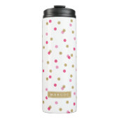 Bouteilles Isothermes Points Confetti rose et or Monogramme (Devant)
