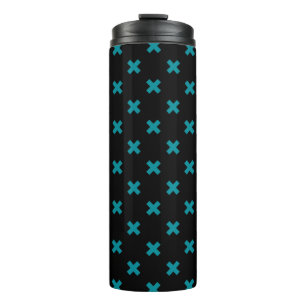 Bouteilles Isothermes points de croix turquoises sur noir