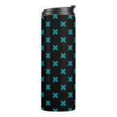 Bouteilles Isothermes points de croix turquoises sur noir (Tourné sur la gauche)