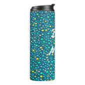 Bouteilles Isothermes Points motif bleu, turquoise, jaune, vert (Tourné sur la gauche)