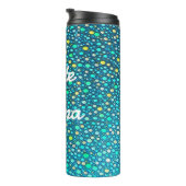 Bouteilles Isothermes Points motif bleu, turquoise, jaune, vert (Tourné sur la droite)
