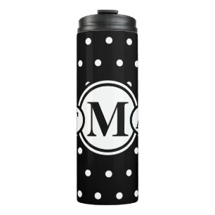 Bouteilles Isothermes Pois blancs noirs monogrammes