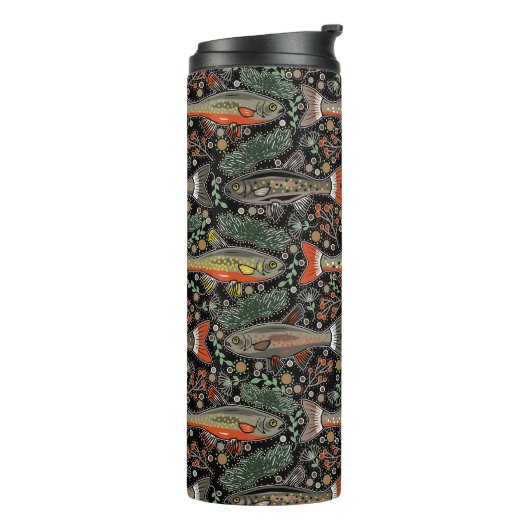 Bouteilles Isothermes Poisson d'eau douce, Design élégant, Truite, Pêche (Tourné sur la gauche)