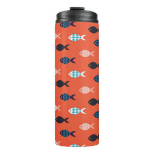 Bouteilles Isothermes Poisson vintage, motif rouge corail.
