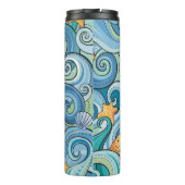 Bouteilles Isothermes Poissons parmi le motif de vagues (Dos)