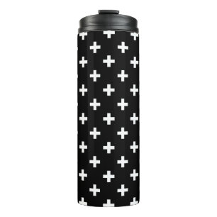 Bouteilles Isothermes Polka blanche croise sur noir