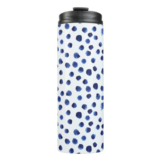 Bouteilles Isothermes Polka Bleue : Aquarelle Point sans joint. (Devant)