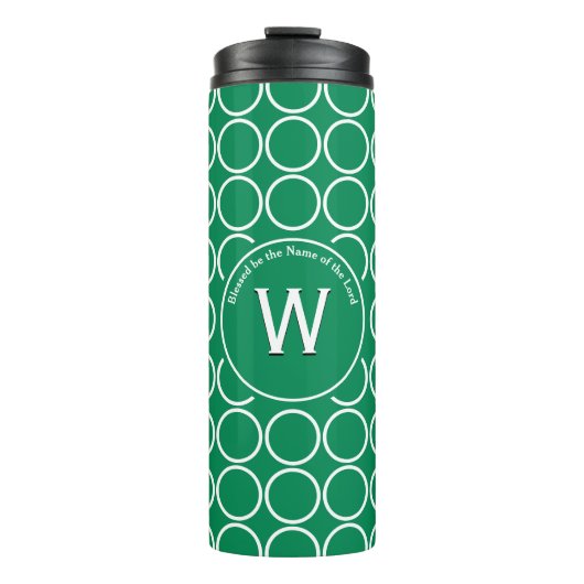 Bouteilles Isothermes POLKA DOT Géométrique Customisé Monogramme Vert (Devant)