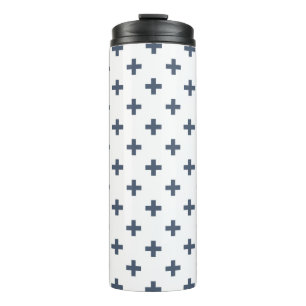 Bouteilles Isothermes Polka gris-bleu croise sur blanc