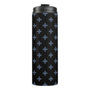 Bouteilles Isothermes Polka gris-bleu croise sur noir