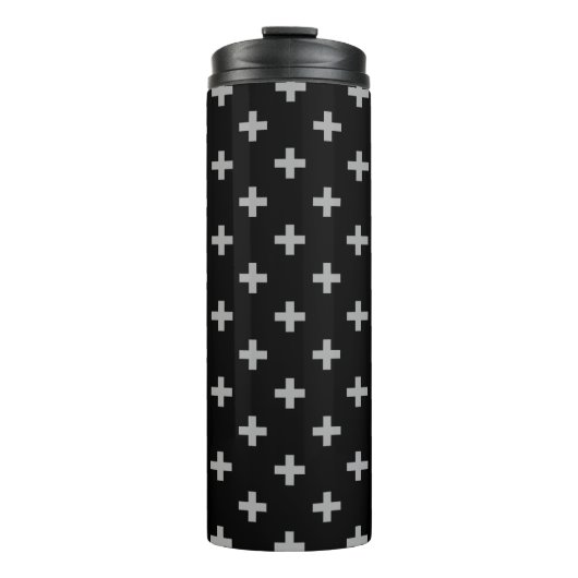 Bouteilles Isothermes Polka gris croise sur noir (Devant)