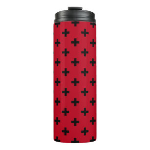Bouteilles Isothermes Polka noire croise sur rouge