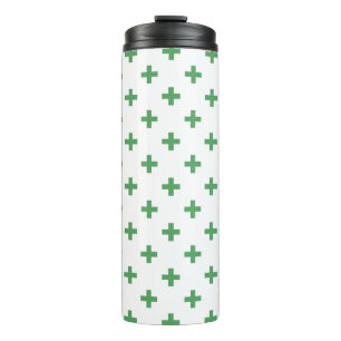 Bouteilles Isothermes Polka verte croise sur blanc