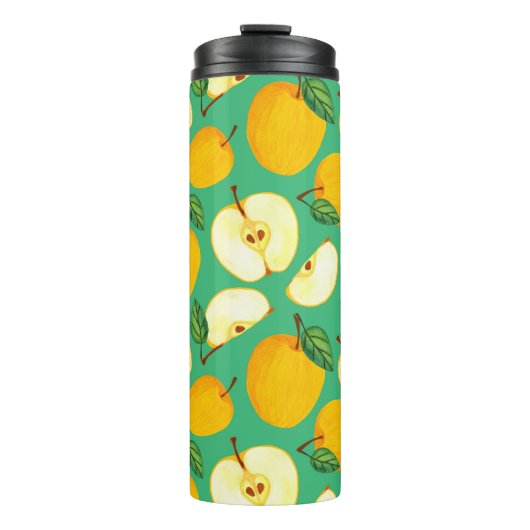 Bouteilles Isothermes Pomme jaune : Motif d'aquarelle juteux. (Devant)