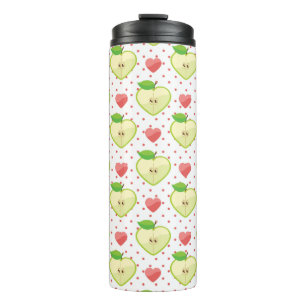 Bouteilles Isothermes Pommes de coeur avec le pois et les coeurs roses