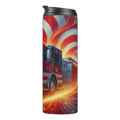 Bouteilles Isothermes Pompier avec drapeau et flammes (Tourné sur la droite)