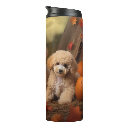 Bouteilles Isothermes Poodle Chiot Automne Citrouille délice (Tourné sur la droite)