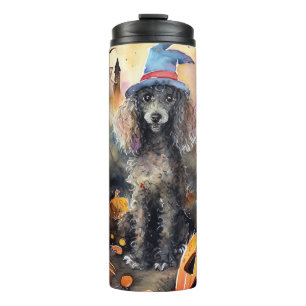 Bouteilles Isothermes Poodle d'Halloween avec citrouilles effrayant