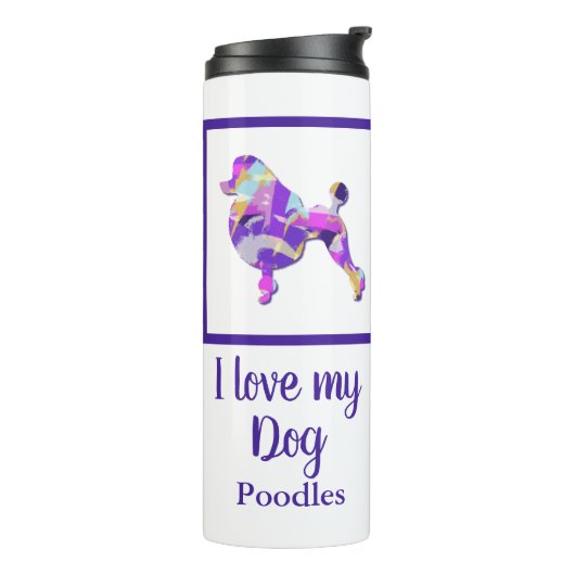 Bouteilles Isothermes Poodle Français mignon Chien Silhouette Purple PY& (Tourné sur la gauche)