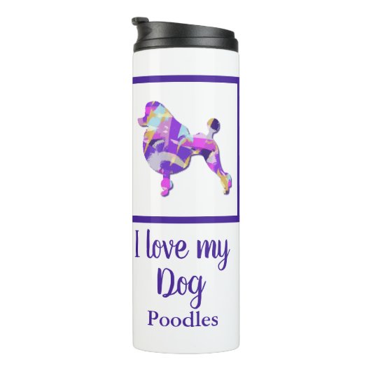 Bouteilles Isothermes Poodle Français mignon Chien Silhouette Purple PY& (Tourné sur la droite)