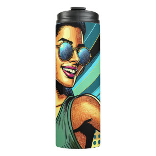 Bouteilles Isothermes Pop Art Woman dans les casques danser