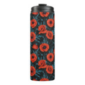 Bouteilles Isothermes Poppies, rouge et bleu sur noir (Devant)