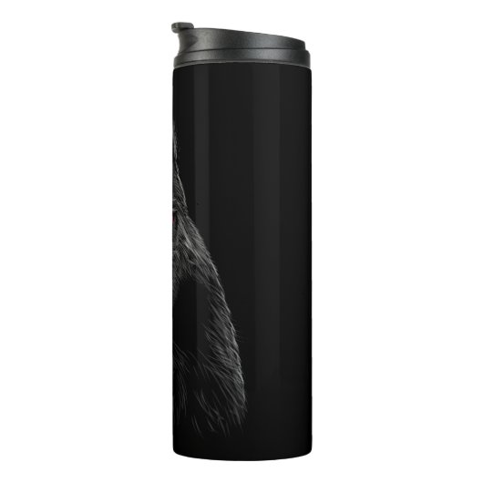 Bouteilles Isothermes Portrait Head Cute Llama sur Arrière - plan noir (Tourné sur la droite)