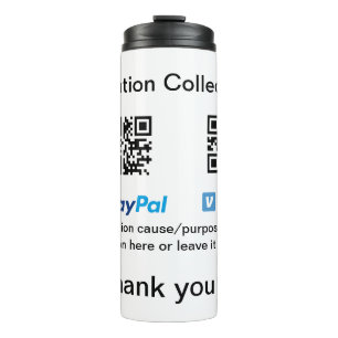 Bouteilles Isothermes Pot de collecte de dons ajoutez votre nom qr