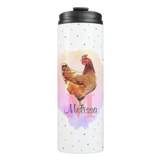 Bouteilles Isothermes Poulet Joli animal de ferme Monogramme Motif (Devant)