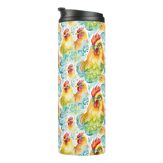 Bouteilles Isothermes Poulets d'aquarelle (Tourné sur la droite)