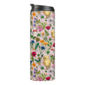 Bouteilles Isothermes Poulets et fleurs sauvages sur coton bonbon rose (Tourné sur la droite)