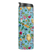 Bouteilles Isothermes Poulets et fleurs sauvages sur le bleu bébé (Tourné sur la droite)