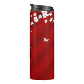 Bouteilles Isothermes Poupée Kokeshi Rouge Noir Blanc Cerisier Fleurs   (Tourné sur la droite)