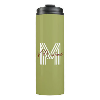 Bouteilles Isothermes Premier monogramme moderne design Olive green chic