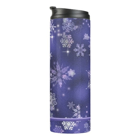 Bouteilles Isothermes Prettiest Snowflakes Motif Violet ID846 (Tourné sur la droite)