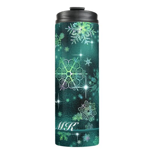 Bouteilles Isothermes Prettist Snowflakes Motif Green ID846 (Devant)