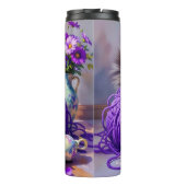 Bouteilles Isothermes Pretty Cat with Purple Flowers and Yarn   (Dos)