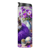 Bouteilles Isothermes Pretty Cat with Purple Flowers and Yarn   (Tourné sur la droite)