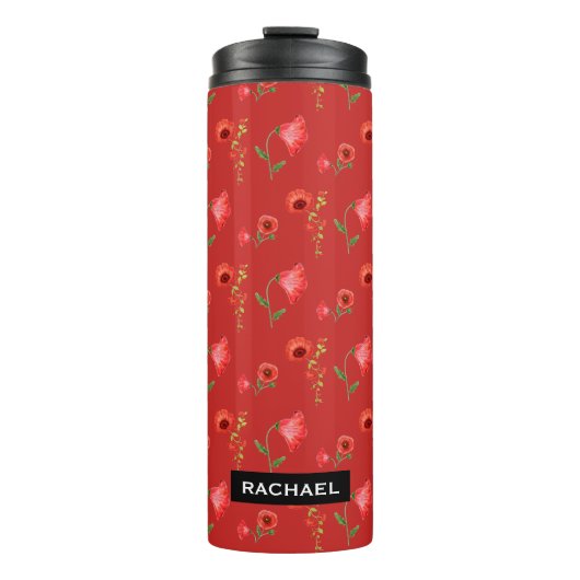 Bouteilles Isothermes Pretty Red Poppies Pattern Personalised (Devant)
