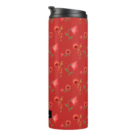 Bouteilles Isothermes Pretty Red Poppies Pattern Personalised (Tourné sur la droite)