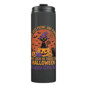 Bouteilles Isothermes Professeur Halloween Chat Noir Citrouille Chance