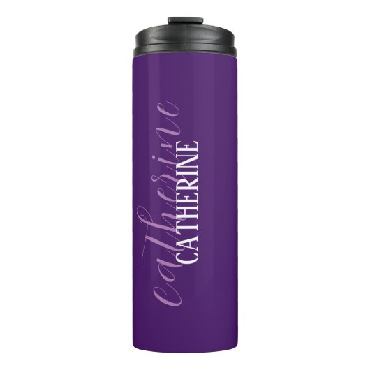 Bouteilles Isothermes Profond violet blanc Élégant minimal Customisé (Devant)